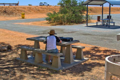 Rest area at the Minilya Bridge Roadhouse north of Carnarvon, Western Australia