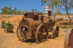 Old farming gear at the Minilya Bridge Roadhouse north of Carnarvon, Western Australia