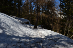 Hiking to the Lago d Arpy in the Aosta Vally in April, Italy