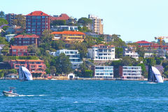 Water scenes on Sydney Cove on a ferry from Manly to Circular Quay Sydney, Australia