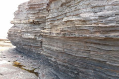 Layered rock formation  at a beach somewhere north of Wollongong, Australia
