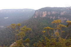 A view of the Blue Mountains at the Three Sisters, Australia