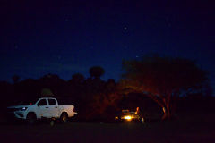 Mesosaurus Fossils camp site in the dark in Namibia