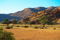 View from the camp site at Namtib Desert Lodge in the Namib Desert of Namibia